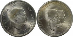 Europäische Münzen und Medaillen, Dänemark / Denmark. Frederick IX. Hochzeit von Prinzessin Margrethe. 10 Kroner 1967. 20,40 g. 0.800 Silber. 0.52 OZ....