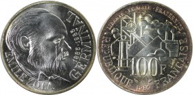 Europäische Münzen und Medaillen, Frankreich / France. 100 Jahre Roman "Germinal" von Emile Zola. 100 Francs 1985. 15,0 g. 0.900 Silber. 0.43 OZ. KM 9...