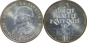 Europäische Münzen und Medaillen, Frankreich / France. 230. Jahrestag - Geburt von General La Fayette, Piedfort. 100 Francs 1987. 15,0 g. 0.900 Silber...