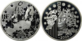 Europäische Münzen und Medaillen, Frankreich / France. Europa Serie: EU-Erweiterung. 1 1/2 Euro 2004. 22,20 g. 0.900 Silber. 0.64 OZ. KM 1391. Poliert...