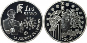 Europäische Münzen und Medaillen, Frankreich / France. Europäische Währungsunion, 7. Ausgabe. 120. Geburtstag von Robert Schuman. 1 1/2 Euro 2006. 22,...