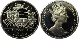 Europäische Münzen und Medaillen, Gibraltar. Mythology. 2.8 Ecus 1994. Kupfer-Nickel. KM 489. Stempelglanz. Patina. Kl.FLecken. Fingerabdrücke