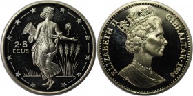 Europäische Münzen und Medaillen, Gibraltar. Europa Sowing Seeds. 2.8 Ecus 1994. Kupfer-Nickel. KM 1022. Stempelglanz. Patina. Fingerabdrücke