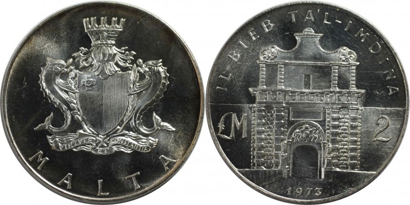 Europäische Münzen und Medaillen, Malta. Tor des Tal-Imdina. 2 Pounds 1973. 20,0...