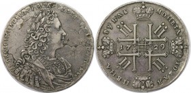 Russische Münzen und Medaillen, Peter II. (1727-1729). Rubel 1729, Moskau, Münzhof Kadashevsky. Silber. 28.44 g. Bitkin 110 (R1), Dav. 1669, Diakov 9....