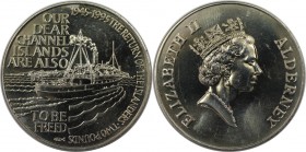 Weltmünzen und Medaillen, Alderney. 50. Jahrestag der Kanalinseln - Islanders Rückkehr. 2 Pounds 1995. Kupfer-Nickel. KM 13. Stempelglanz