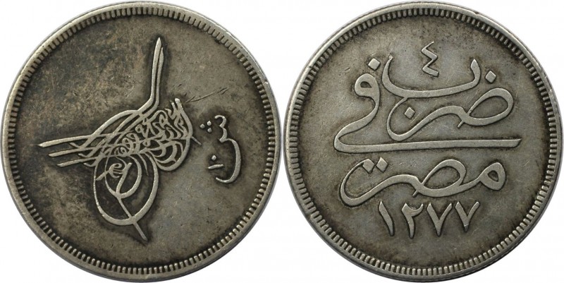 Weltmünzen und Medaillen, Ägypten / Egypt. Abdul Aziz. 10 Qirsh 1863 (AH 1277/4)...