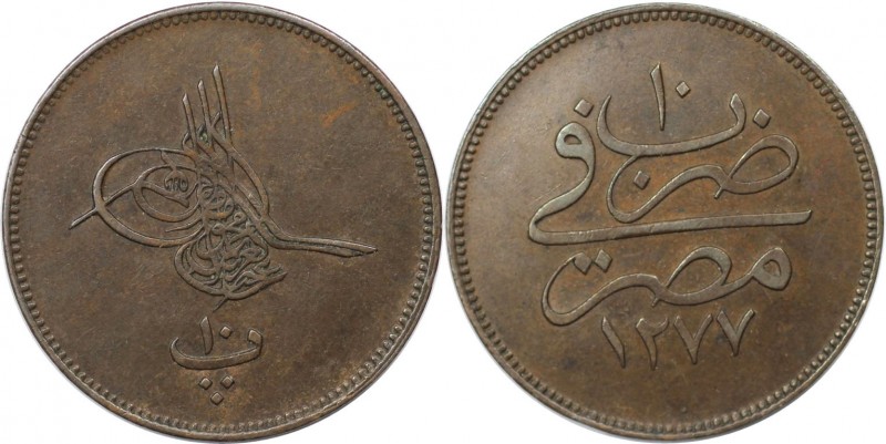 Weltmünzen und Medaillen, Ägypten / Egypt. Abdul Aziz. 10 Para 1870 (AH 1277/10)...