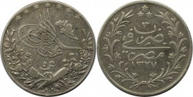 Weltmünzen und Medaillen, Ägypten / Egypt. Mehmed V. 5 Qirsh 1911 (AH 1327/3H). Silber. KM 308. Fast Vorzüglich