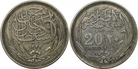 Weltmünzen und Medaillen, Ägypten / Egypt. Hussein Kamil (1914-1917). 20 Piastres 1916. Silber. KM 321. Vorzüglich