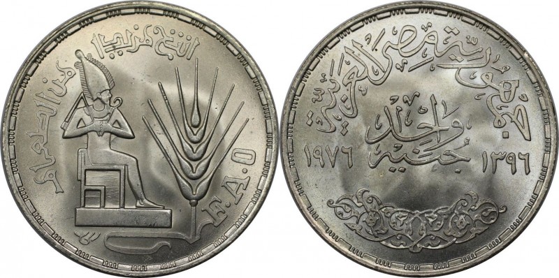 Weltmünzen und Medaillen, Ägypten / Egypt. Serie: F.A.O. - Osiris. 1 Pound 1976....