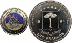Weltmünzen und Medaillen, Äquatorial Guinea / Equatorial Guinea. 25. Jahrestag - Mondlandung. 1000 Francos 1994. Kupfer-Nickel. KM 92. Stempelglanz