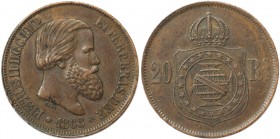 Weltmünzen und Medaillen, Brasilien / Brazil. Pedro II. (1831-1889). 20 Reis 1868. Bronze. KM 474. Vorzüglich