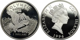 Weltmünzen und Medaillen, Cookinseln / Cook Islands. Weißkopfseeadler - Olympic National-Park. 2 Dollars 1996. 10,0 g. 0.500 Silber. 0.16 OZ. KM 280. ...