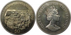 Weltmünzen und Medaillen, Falklandinseln / Falkland islands. Kinderfonds. 50 Pence 1990. Kupfer-Nickel. KM 26. Stempelglanz