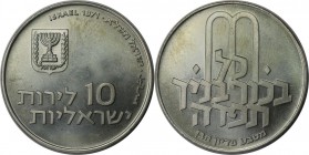 Weltmünzen und Medaillen, Israel. Pidyon Haben - Auslösung des Erstgeborenen. 10 Lirot 1971. 26,0 g. 0.900 Silber. 0.75 OZ. KM 57.1. Stempelglanz