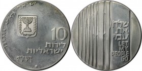 Weltmünzen und Medaillen, Israel. Let My People Go. 10 Lirot 1971. 26,0 g. 0.900 Silber. 0.75 OZ. KM 59.1. Stempelglanz