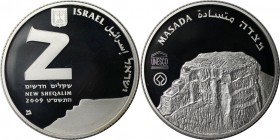 Weltmünzen und Medaillen, Israel. Masada - Weltkulturerbe. 2 New Sheqalim 2009. 28,80 g. 0.925 Silber. 0.86 OZ. KM 454. PCGS PR69DCAM Auflage nur 1037...