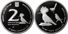 Weltmünzen und Medaillen, Israel. Vogelwelt Israel (Wiedehort, Goldfink, Rohrsänger). 2 New Sheqalim 2009. 28,80 g. 0.925 Silber. 0.86 OZ. KM 457. PCG...