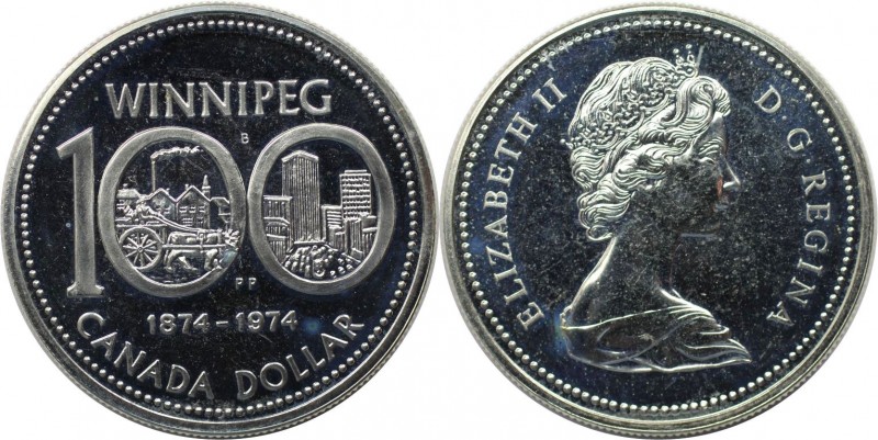 Weltmünzen und Medaillen, Kanada / Canada. 100 Jahre Winnipeg. 1 Dollar 1974. 23...