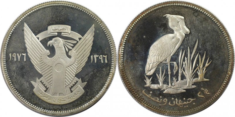 Weltmünzen und Medaillen, Sudan. Schuhschnabel Vogel. 2-1/2 Pounds 1976. 28,28 g...