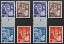 Briefmarken / Postmarken, Deutschland / Germany. DDR. Friedenstag. 6, 8, 12, 24 Pf 1950. Mi.Nr.: 276 - 279 **