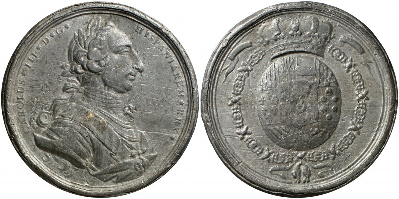 s/d (1759-1788). Carlos III. Sello pendiente en plomo. 6,80 g. Ø90 mm. Plomo. Ex...