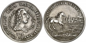 1759. Carlos III. Barcelona. Medalla de Proclamación. (Boada 12) (Cru.Medalles 218) (Ha. 6) (MHE. 258, mismo ejemplar) (RAH. 223) (Ruiz Trapero 60) (V...