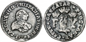 1759. Carlos III. Granada. Medalla de Proclamación. (Ha. 17) (MHE. 265, mismo ejemplar) (RAH. 231) (V.Q. 13005). 7,15 g. Ø31 mm. Plata fundida. Ex Áur...