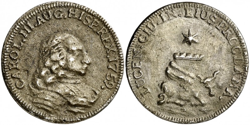 1759. Carlos III. Sanlúcar de Barrameda. Medalla de Proclamación. (Ha. 38) (MHE....