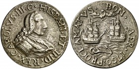 1760. Carlos III. Buenos Aires. Medalla de Proclamación. (Betts 450) (Ha. 52) (Medina 60) (MHE. 294, mismo ejemplar) (RAH. 274). 15 g. Ø35 mm. Plata f...