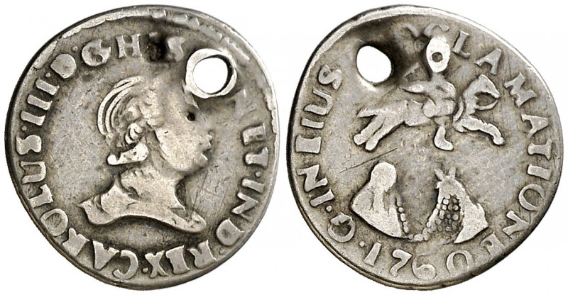 1760. Carlos III. Guatemala. Medalla de Proclamación. (Betts 462) (Ha. 64) (MHE....