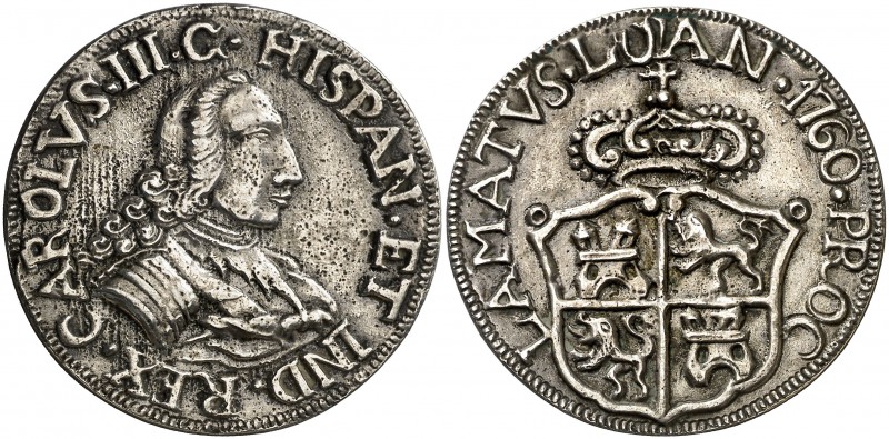 1760. Carlos III. Luján. Medalla de Proclamación. (Betts 470) (Ha. 72) (MHE. 304...