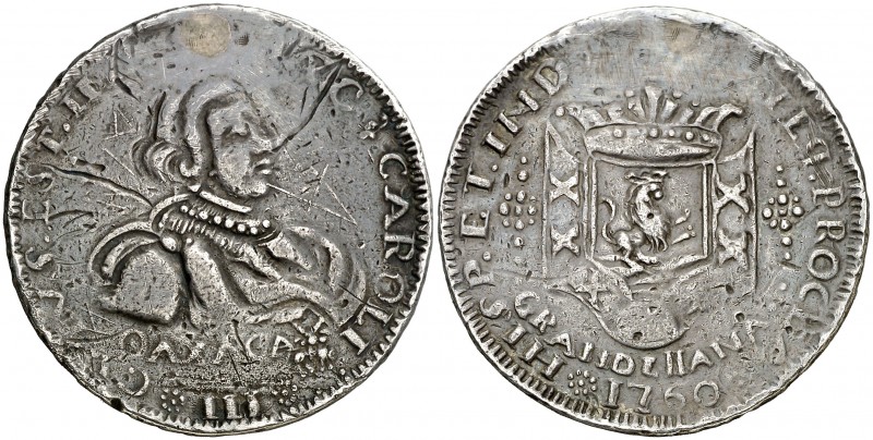 1760. Carlos III. Oaxaca. Medalla de Proclamación. (Ha. falta) (MHE. 313, mismo ...