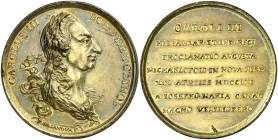 1760. Carlos III. San Miguel el Grande. Medalla de Proclamación. (Betts 490) (Ha. 92 var. metal) (MHE. 315, mismo ejemplar) (Medina 108 var. metal) (R...