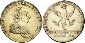 1760. Carlos III. Santa Fe de Bogotá. Medalla de Proclamación. (Betts 491) (Ha. 93) (MHE. 316, mismo ejemplar) (Medina 109) (RAH. 285) (Restrepo 6) (V...