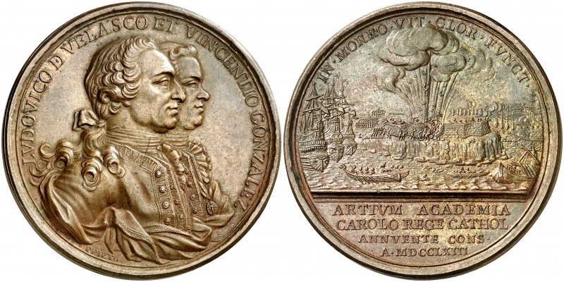 1763. Carlos III. Defensa del castillo del Morro. Medalla. (Betts 433) (MHE. 342...