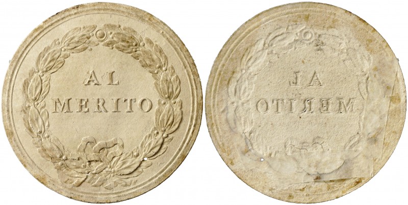 s/d (1764-1778). Carlos III. Premio al Mérito. Prueba de reverso sobre cartón, j...
