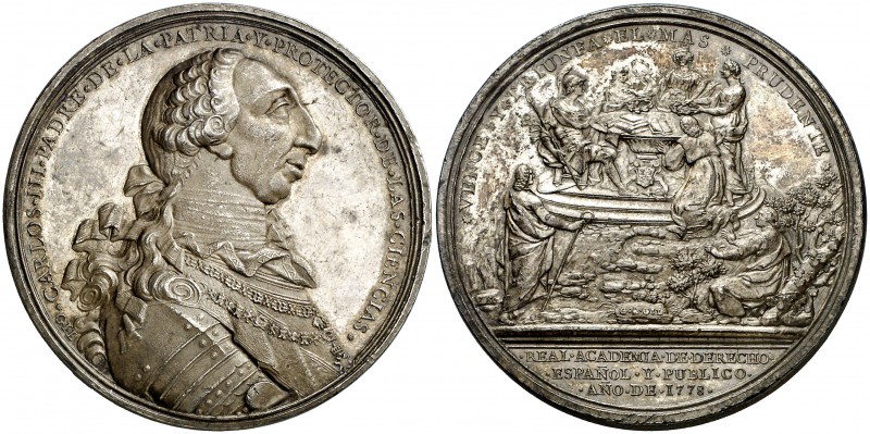 1778. Carlos III. Premio de la Real Academia de Derecho Español y Público. Medal...