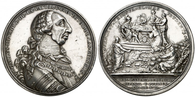 1778. Carlos III. Premio de la Real Academia de Derecho Español y Público. Medal...