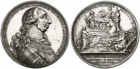 1778. Carlos III. Premio de la Real Academia de Derecho Español y Público. Medalla. (MHE. 366, mismo ejemplar) (RAH. 312-314 var. metal) (Ruiz Trapero...