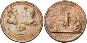 1784. Carlos III. El Cuerpo de Minería de Nueva España al nacimiento de los gemelos. Medalla. (MHE. 325, mismo ejemplar) (V.Q. 14136 var. metal). 154,...