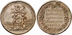 1785. Carlos III. Bodas de los infantes de España y Portugal. Medalla. (MHE. 329, mismo ejemplar) (RHA. 323) (Ruiz Trapero117-118 var. metal) (V. 62-6...