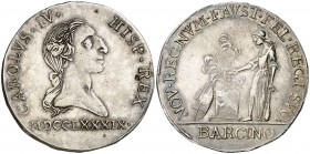 1789. Carlos IV. Barcelona. Medalla de Proclamación. (Boada 25) (Ha. 11) (Ruiz Trapero 129) (V. 75) (V.Q. 13072). 8,40 g. Ø31 mm. Plata. Grabador: J. ...