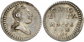1789. Carlos IV. Barcelona. Medalla de Proclamación. (Boada 26) (Ha. 12) (V. 75) (V.Q. 13075). 1,81 g. Ø16 mm. Plata. Grabador: J. Daroca. Bella. Ex Á...