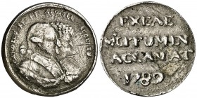 1789. Carlos IV. Egea de los Caballeros. Medalla de Proclamación. (Ha. 31) (V.Q. 13093). 4,59 g. Ø20 mm. Plata fundida. Rayitas. Ex Áureo 17/04/2002, ...