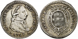1789. Carlos IV. Jerez de la Frontera. Medalla de Proclamación. (Ha. 50) (RAH. 343) (V.Q. 13107 var. leyenda). 11,63 g. Ø32 mm. Plata fundida. Colgada...