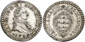 1789. Carlos IV. Jerez de la Frontera. Medalla de Proclamación. (Ha. 53). 6,48 g. Ø27 mm. Plata. Escudo y guirnalda distintos. Bella. Brillo original....