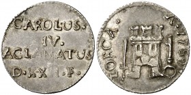 1789. Carlos IV. Lorca. Medalla de Proclamación. (Ha. 60, indica por error "fundida") (V.Q. 13114). 3,38 g. Ø22 mm. Plata. Rara. MBC+.
