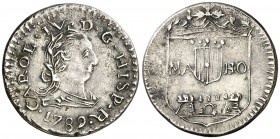1789. Carlos IV. Mahón. Medalla de Proclamación. (Boada 36) (Ha. 69) (RAH. 376) (Ruiz Trapero 153) (V. 692) (V.Q. 13124). 2,11 g. Ø18 mm. Plata. Graba...